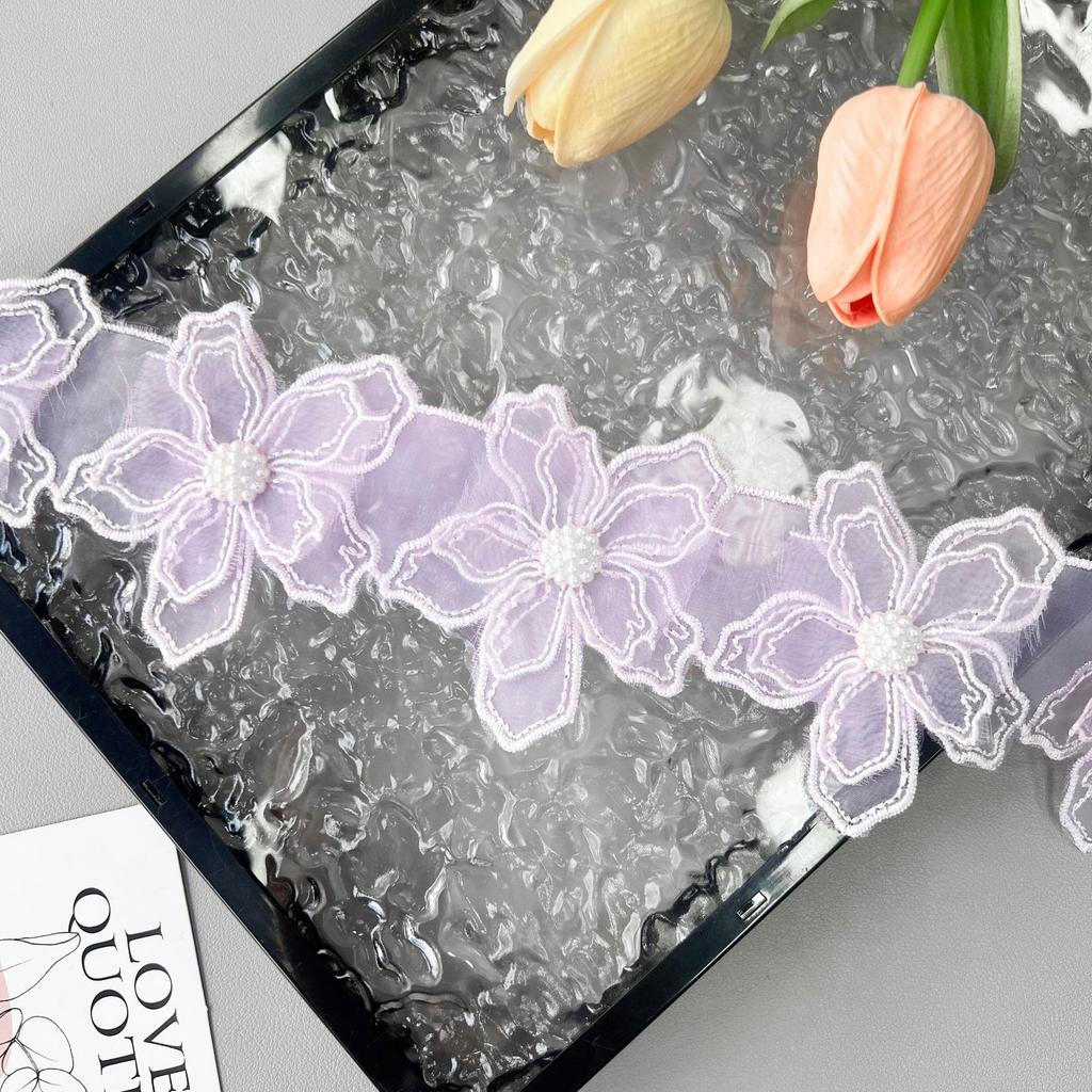 Handmade Beaded Multi-Color Organza Three-Dimensional Flower Barcode Clothing Lolita Skirt Decorative Water-Soluble Lace