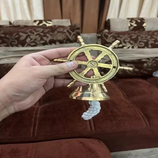 Nautical Marine Shiny Brass Wheel Ship Bell~Wall Hanging Door Bell Home Decor