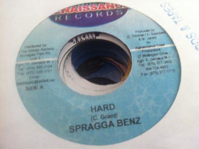 7inch Record SPRAGGA BENZ - Hard NONE Renaissance Rec 2004 Jamaica Reggae, Ska & Dub Used