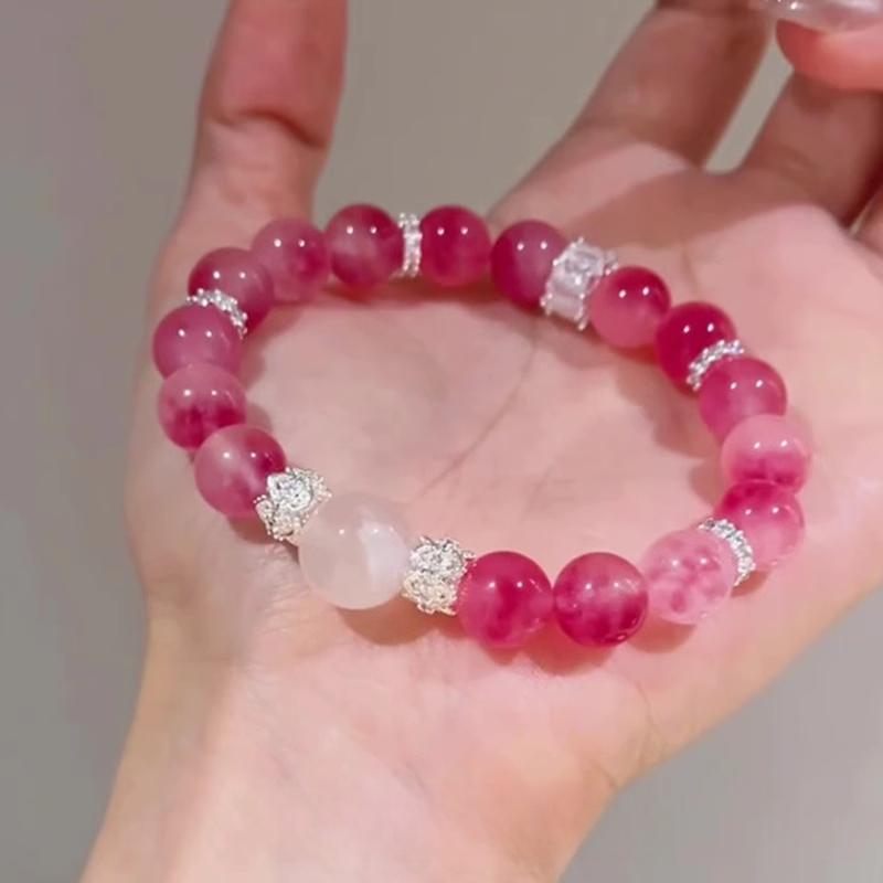 

Новый браслет из розового халцедона в китайском стиле с ретро и модным темпераментом, браслет с бусиной-трансфером в виде тыквы