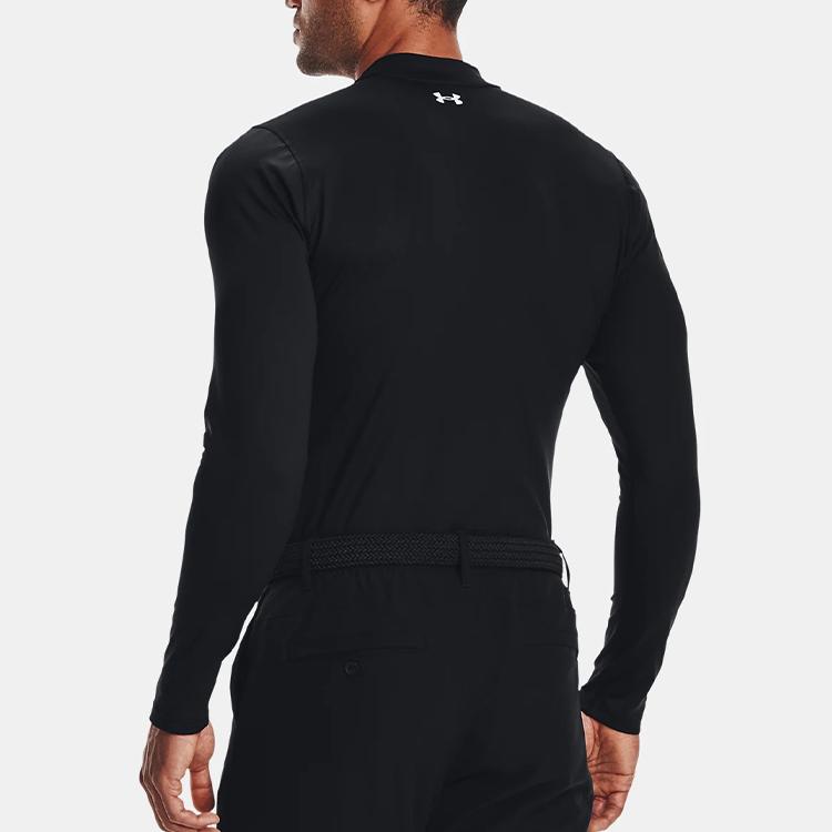 Under Armour ColdGear® Golf Printed Mock Neck Slim Fit Long Sleeve T-Shirt Men Tops Black 1366269-001
