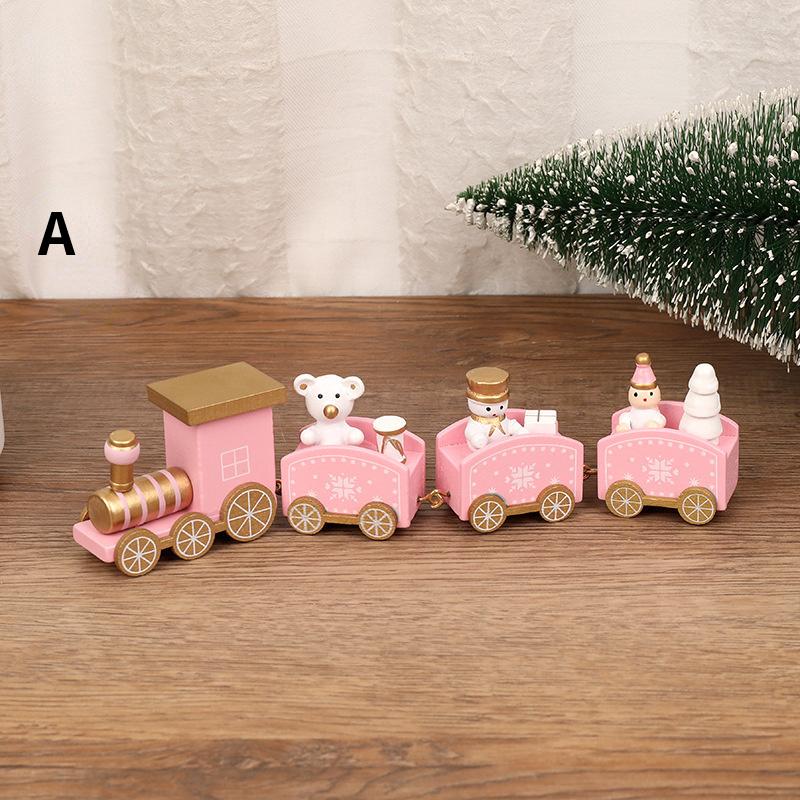 Wooden Train Decoration Home Santa Claus Christmas New Year Christmas Children Gifts Toys