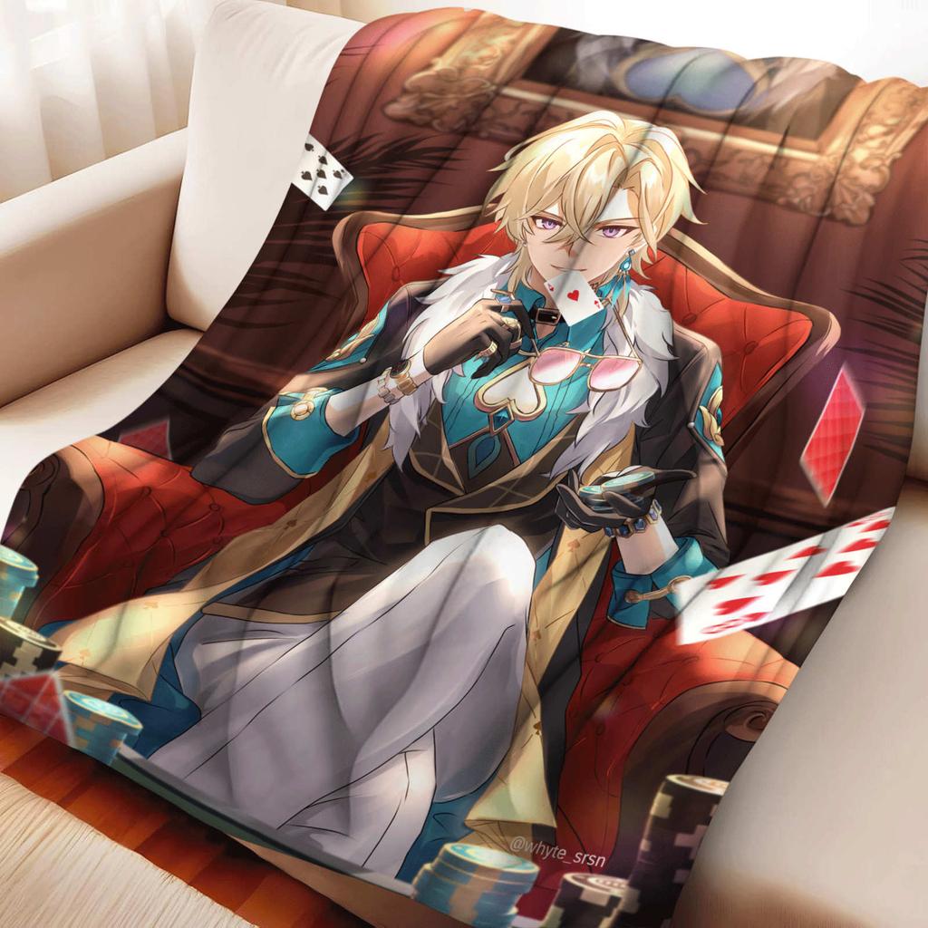 Game Honkai: Star Rail Aventurine Flannel Blanket Warmth Soft Air Conditioning Otaku Blanket Multifunctional Decorative Blankets