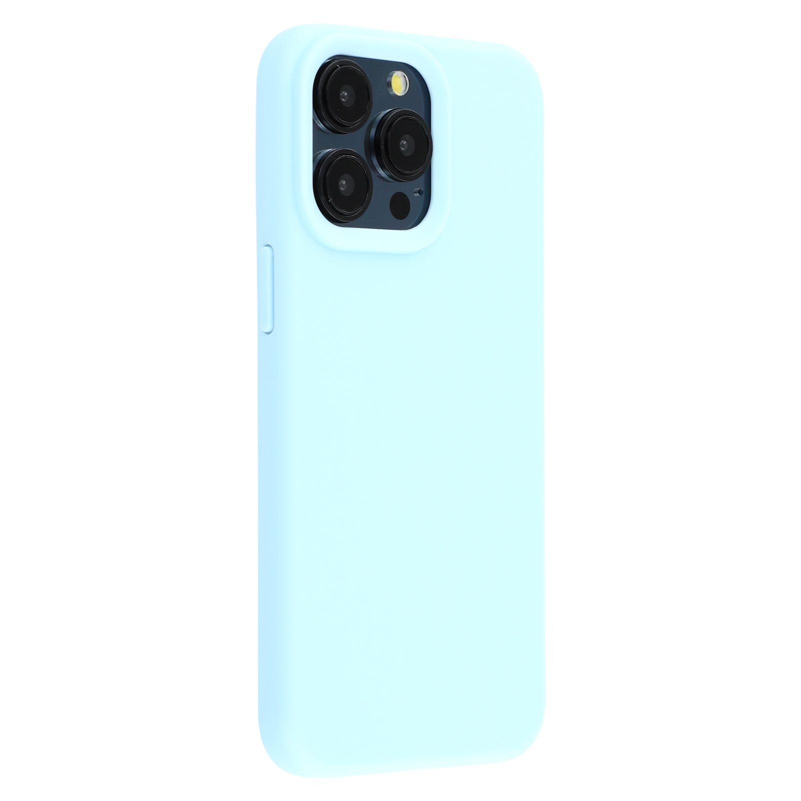 

For iPhone 15 Pro Max Case 2.0mm Thick Solid Color Soft TPU Phone Back Cover Large Lens Cutout Sky Blue
