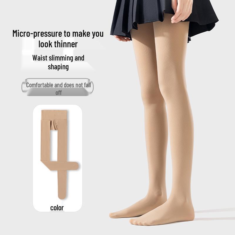 Black Polka Dot Cotton Pantyhose with Heel - Slimming Base Leggings Socks