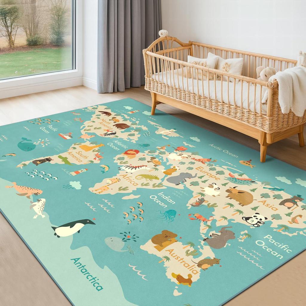 Large Cartoon Fun Quick-Dry Water-Absorbent Crystal Velvet Floor Mat for Living Room