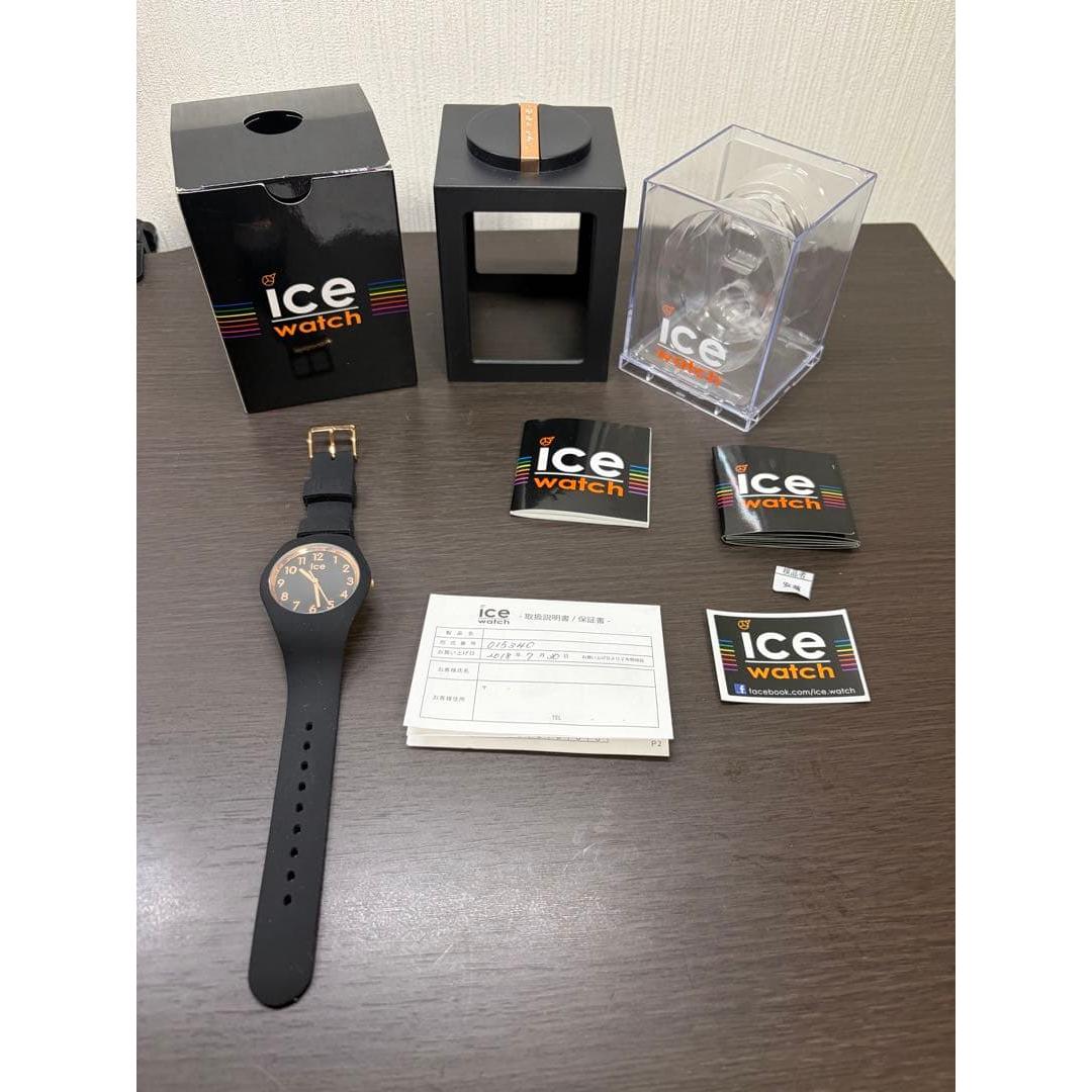 Used ice watch pink gold/black silicone watch