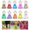 Hawaiian Luaus Hulas Grass Skirt with Large Flower Costume Set for Halloween Dances Party Decorations Hawaiian Costume