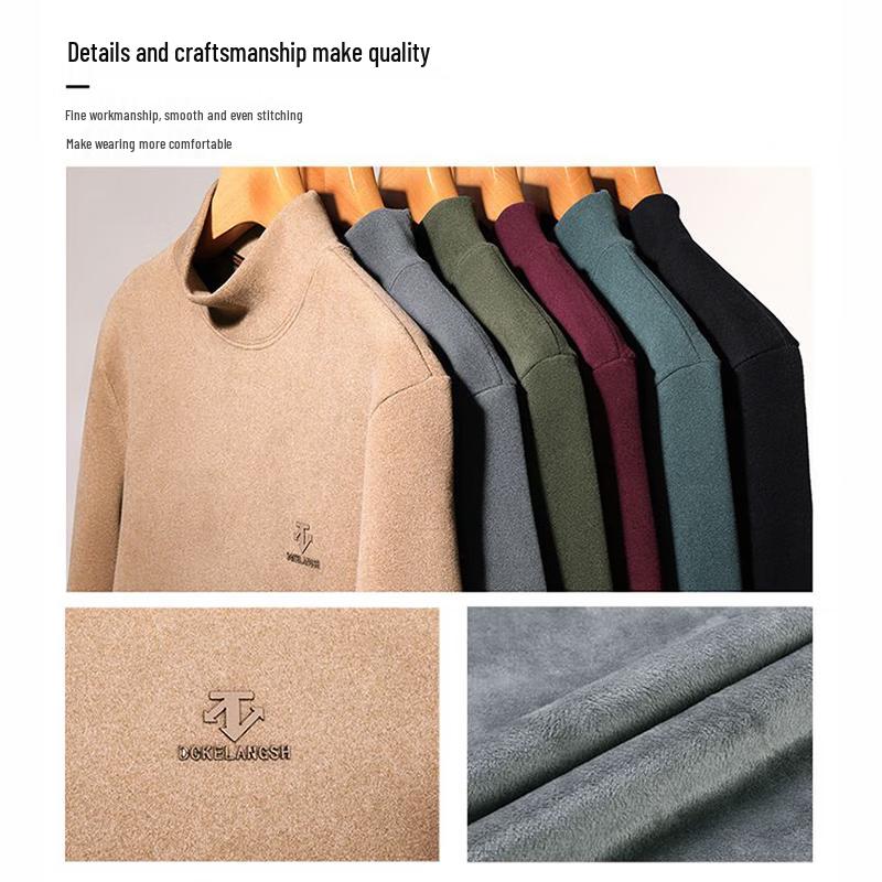 Luomeng Herren Herbst/Winter Verdickter Rollkragen Fleece Baselayer BYD985