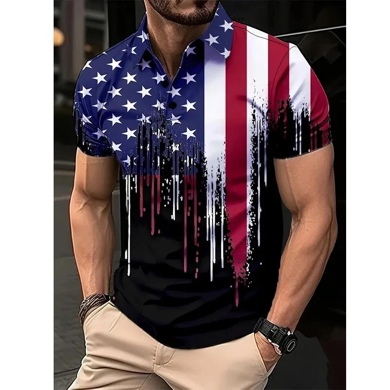 3D Printed Design Men s Short-sleeved Polo Shirt Cross-border Best-selling Comfortable Polyester Fiber Suitable for Summer Wear S