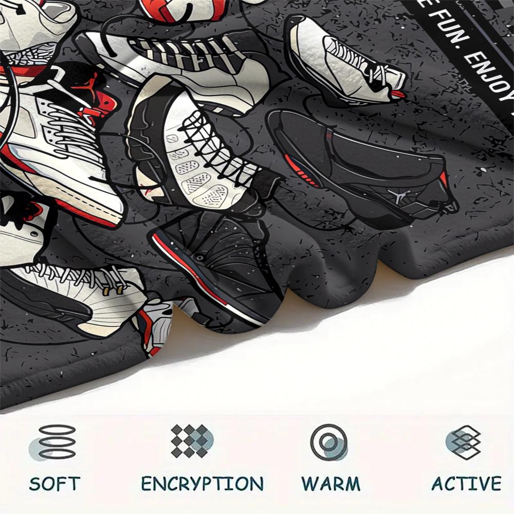 Stampa Sneakers Coperta di Flanella Copriletto per Camera da Letto Copridivano Campeggio Coperta Calda Regali per famiglia e amici(MJ055)
