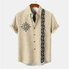 Men's Shirt Ethnic Style 3D Printing Henley Shirt, Men's Fashion Button Down Collar Short Sleeve, High Quality Men's Tops