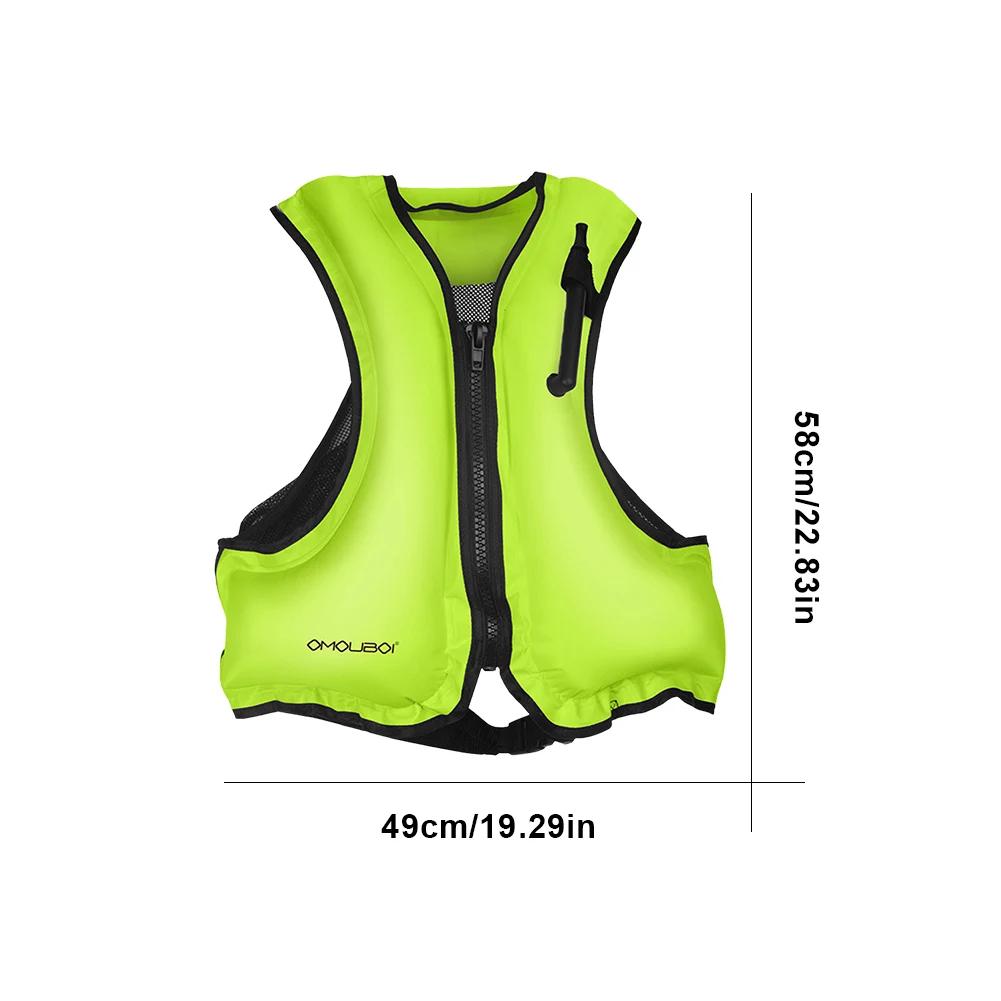 Portable Swim Jacket Adjustable Swimming Life Vest Breathable Water Sports Safety Vest for Snorkeling Swimming Kayaking Boating зелёный