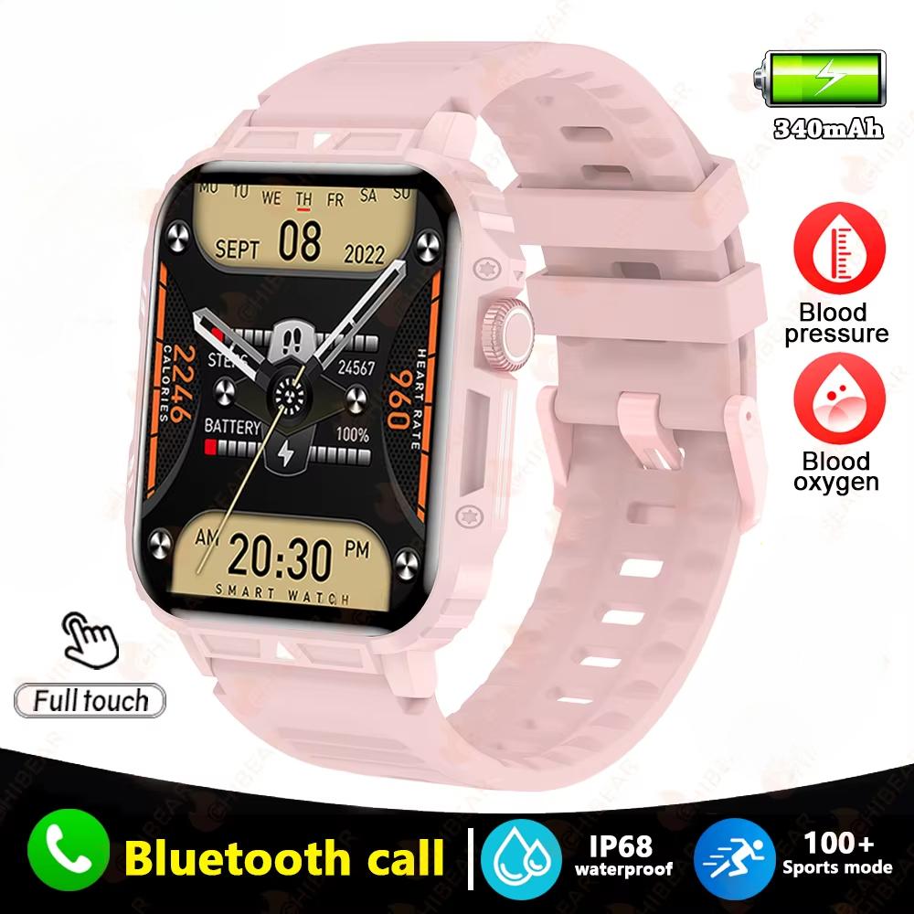 2025 New Military Men Smart Watch Health Monitor Bluetooth Call Smartwatch Fitness IP68 Waterproof Sports Watches for Women