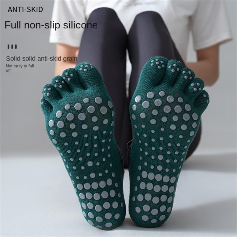 New Women Anti Slip Pilates Socks Five Toe Silicone Non-Slip Yoga Sock Bandage Ballet Dance Ladies Fitness Sports Cotton Sock