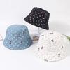 Japanese Style Denim Fisherman Hat With Sparkling Butterfly Bow Perfect For Summer