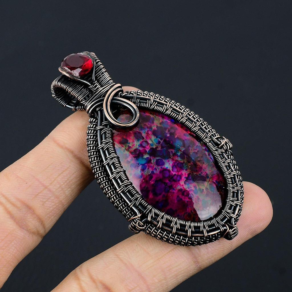 Multi Fire Labradorite Pendant Gemstone Jewelry, 999 Copper Wire Wrapped Pendant, Gift For Women Handmade Pendant