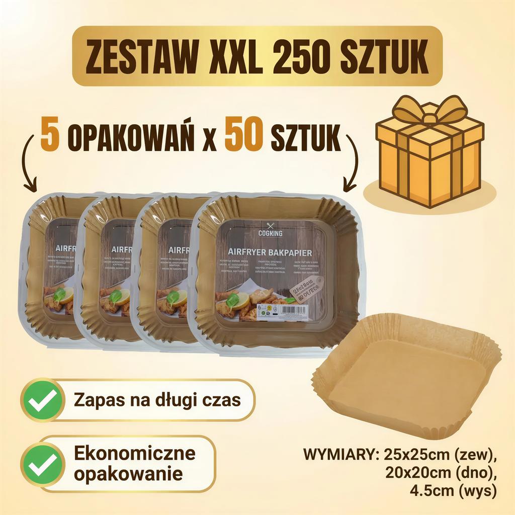 PAPER AIRFRYER BAKING LINERS LARGE SET 250 pcs 20×20 CM