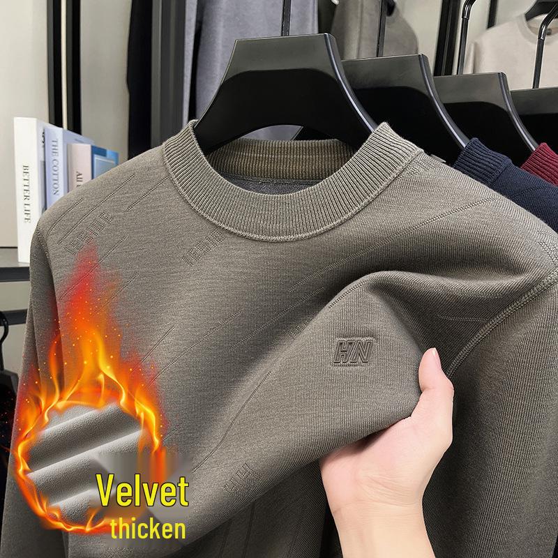 

Men s High-Quality Merino Wool Fleece Crew Neck Sweater - Thick, Warm, and Casual Knitted Base Layer 4XL