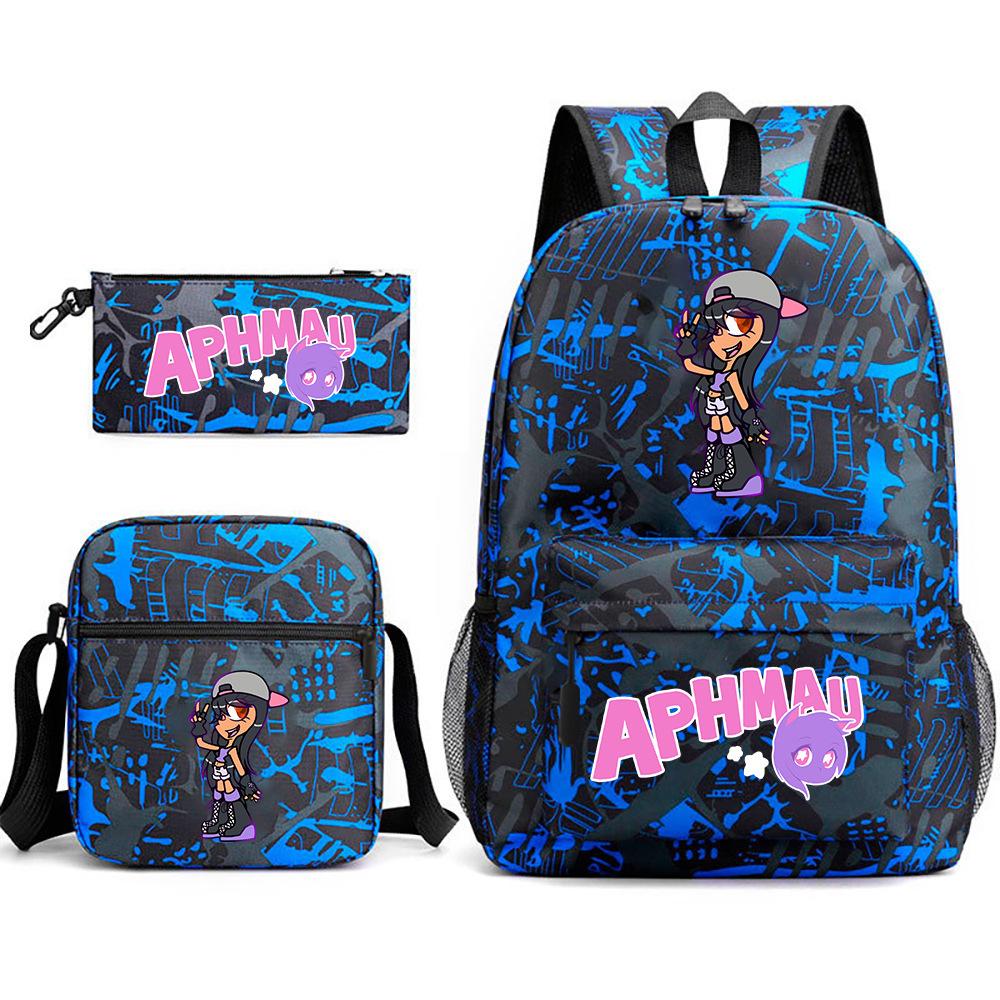 Spielwaren Aphmau Schultasche Cartoon Rucksack Federmäppchen Umhängetasche Dreiteiliges Set