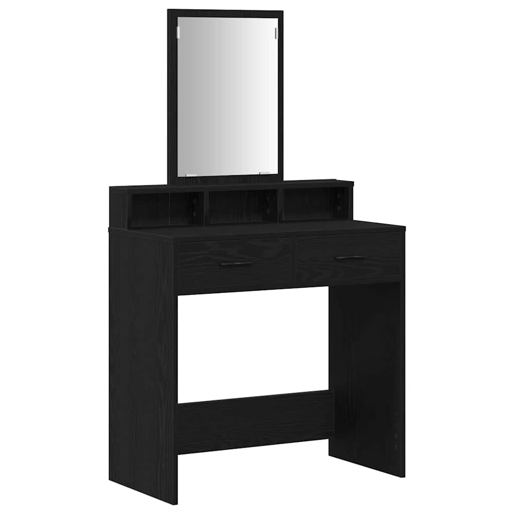 Makeup Table with Shelf Black Oak Effect 79 x 41 x 140 cm