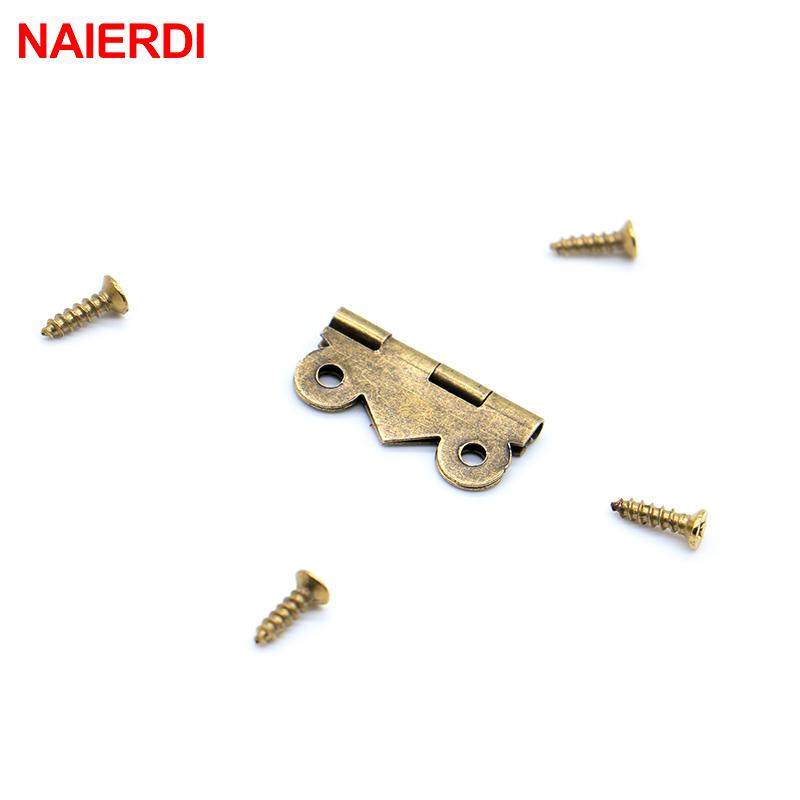 30pcs NAIERDI 20mm x17mm Bronze Gold Silver Mini Butterfly Door Hinges Cabinet Drawer Jewellery Box Hinge For Furniture Hardware