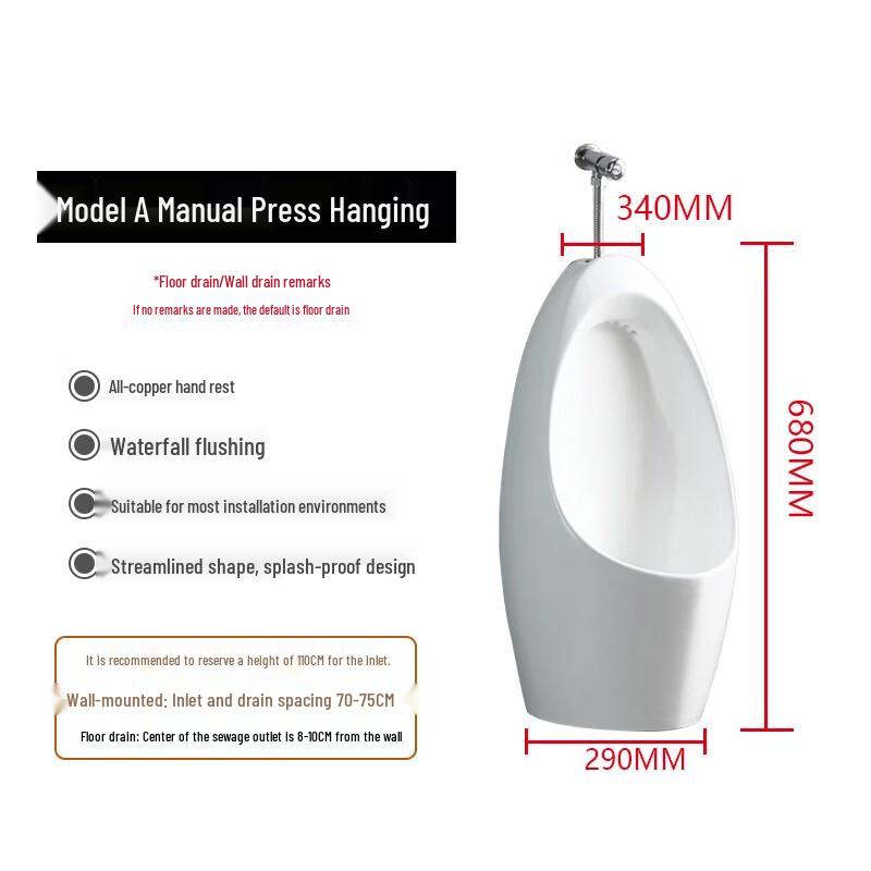 Longdai Men's Wall-Mounted Ceramic Urinal