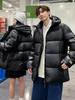 Unisex Black & Gold Winter Down Jacket with Velvet Lining, Thickened White Goose Down, Short Style