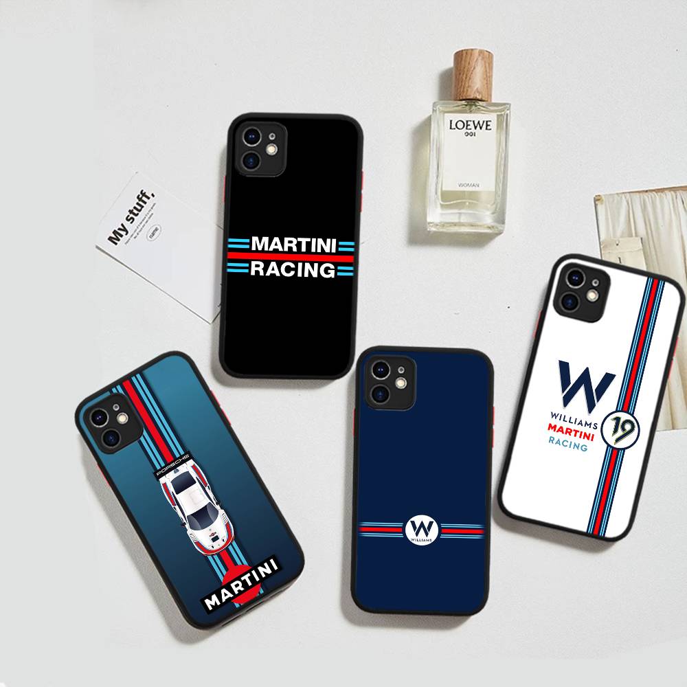 Custodia protettiva opaca a strisce orizzontali M-Martini Racing per iPhone 16 15 14 13 12 11 Pro Max X XS MAX Custodia protettiva