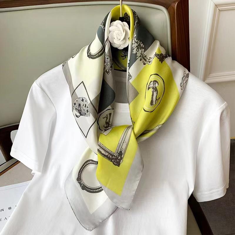 Luxus-Design-Druck Seide Quadrat Schal Frauen Weichen Satin Pferd Haarband Halstuch Büro Hijab Stirnband Foulard Tasche Bänder Geschenk