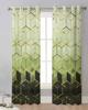 Geometrische Abstrakte Kunst Grüne Marmor Transparente Vorhänge zur Wohnzimmerdekoration Fenstervorhänge Küche Tüll Voile Vorhänge