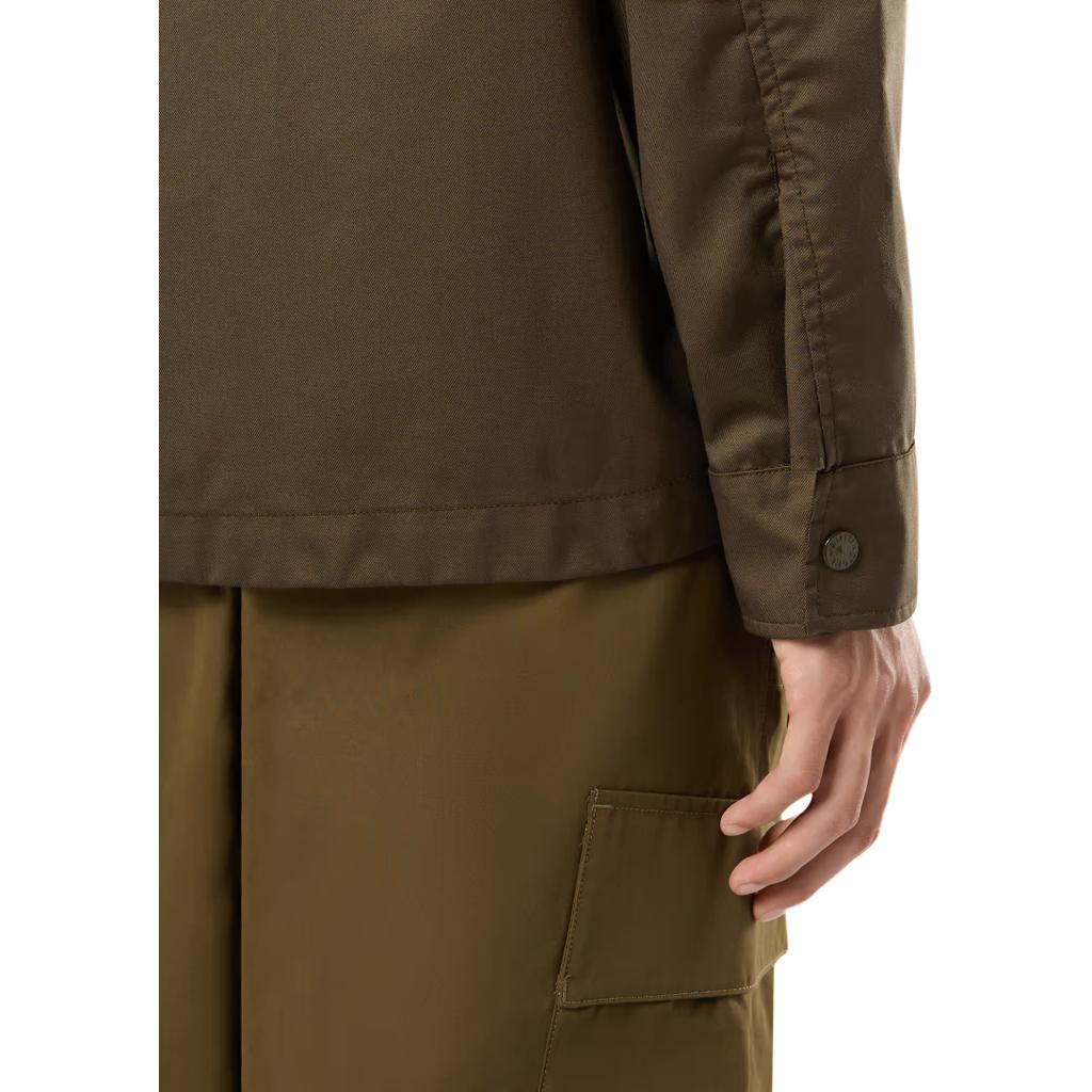 STONE ISLAND Solid Color Polo Collar Badge Patch Single Breasted Straight Long Sleeve Jacket Men Jackets Military-Green 8115Q10F2-V0054