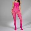 Sexy Lingerie Rose Red Sexy See-through Tights Stockings Suspenders Neck Onesie