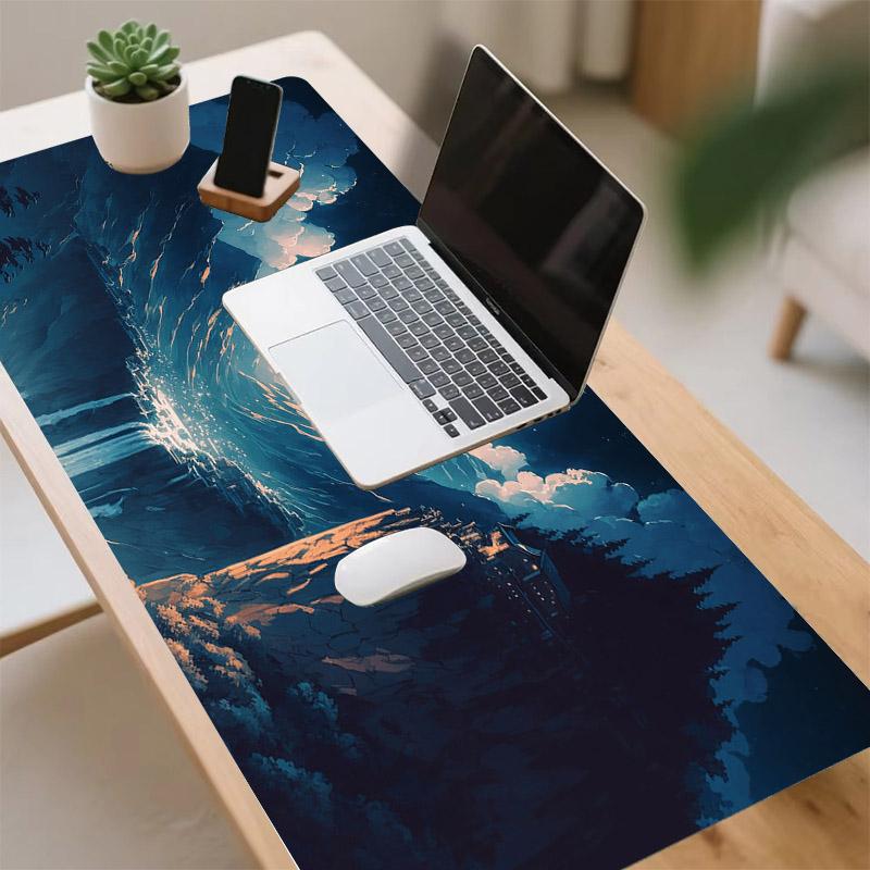 Großes Gaming-Mauspad Traumhafte Nachtszene Mond Schreibtischunterlage Home PC-Zubehör Computermauspad Setup Gamer-Tischmatte Spielmatte