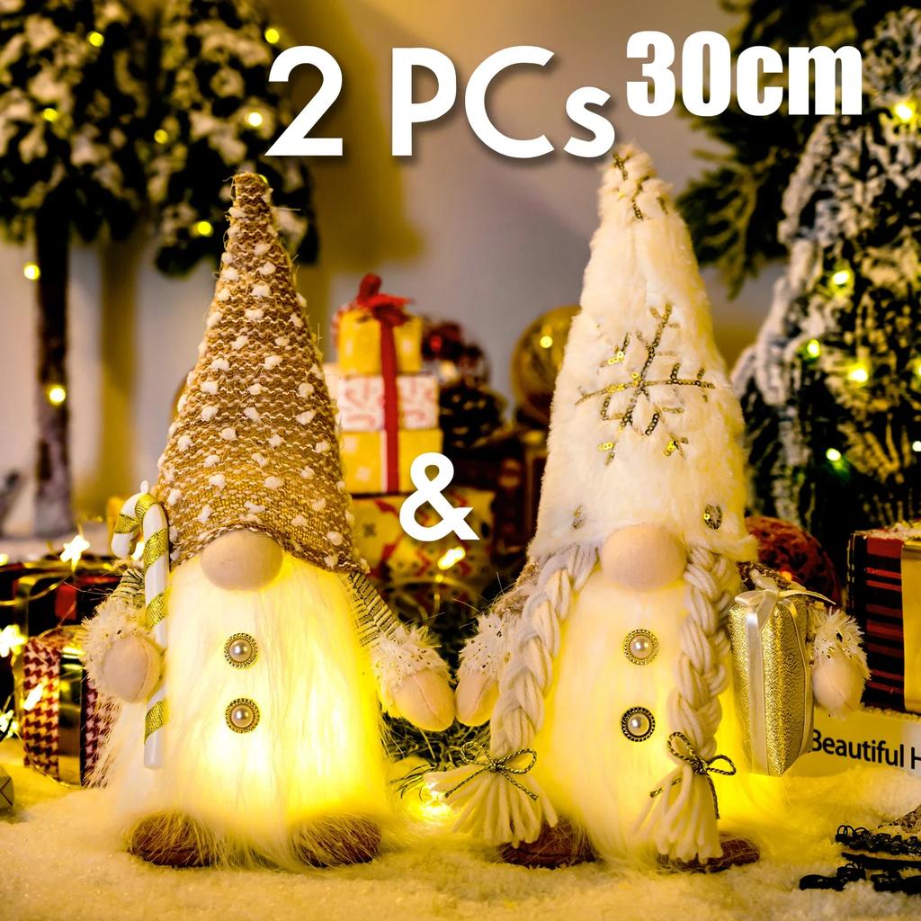 1~4 Stück Weihnachts-Puppe Elf Gestrickter Wichtel mit LED-Nachtlicht Weihnachtsdekorationen für Zuhause Weihnachten Navidad Neu Geschenk