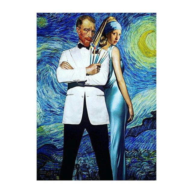 

Смішне мистецтво, абстрактні картини на полотні Ван Гог і друзі, Сучасні плакати та принти, настінні картини для домашнього декору у вітальні 21x30cm No Framed