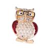 Spectacles Owl Brooch Alloy Rhinestone Cute Animal Brooch for Women Girls Festival Jewelry GiftRed