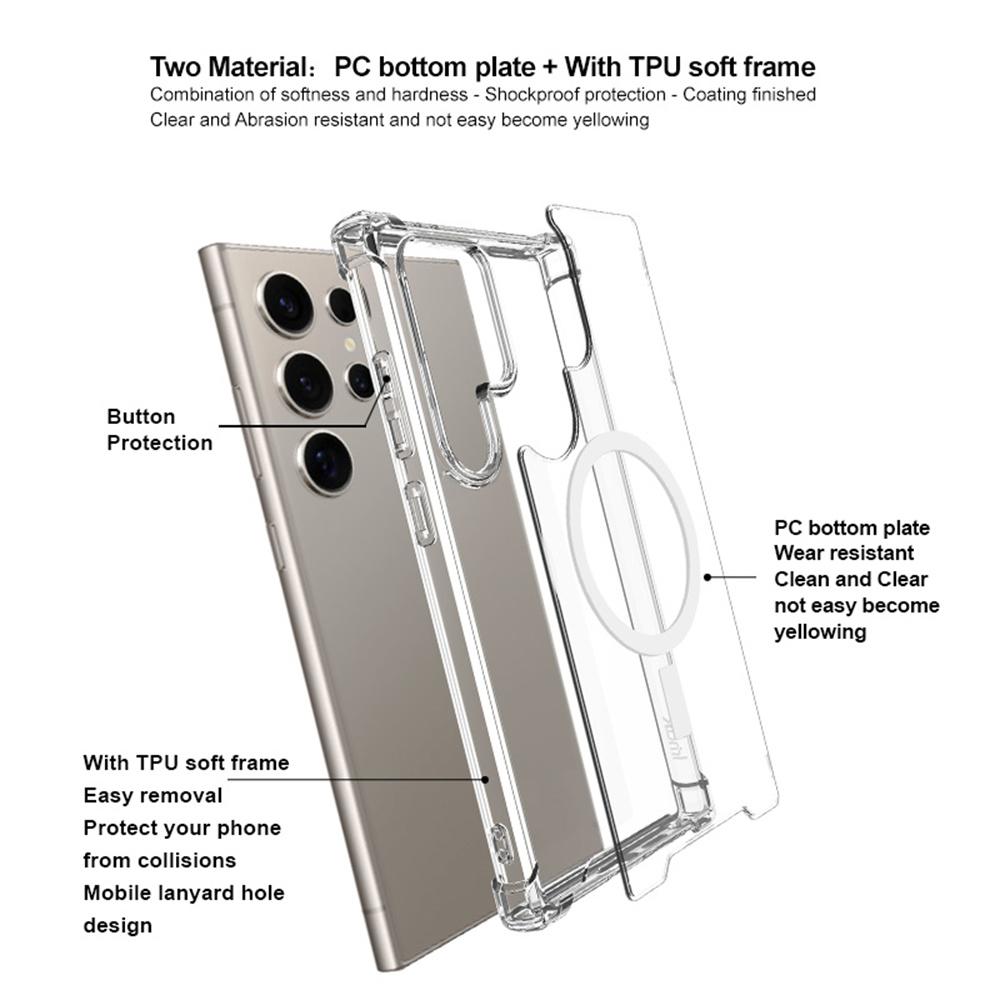 IMAK For Samsung Galaxy S25 Ultra Magnetic Case Shockproof PC TPU Clear Phone Cover