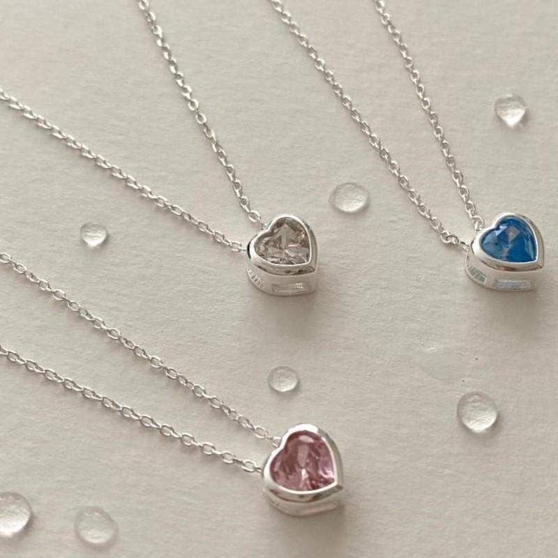 Silver Creative CZ Heart Pendant Necklace for Women Exquisite Temperament collar Necklaces Party Jewelry Gifts