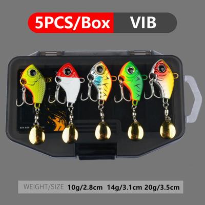 5 Stück in Köderbox Heckspinner Wurfköder Metall Jig Klinge Meeresfischerei Köder Spinner für Hecht Lachs Vibration Wobbler Trolling