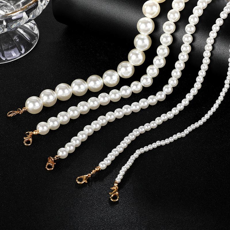 Collier de perles, Chaîne de cou simple et tendance, Chaîne de clavicule multi-tailles, Chaîne de cou style célébrité douce et rétro.