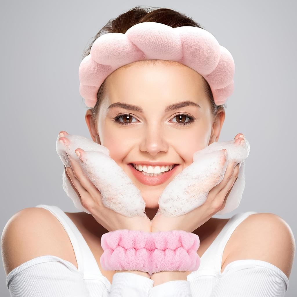 3 ks Čelenka na mytí obličeje pro ženy Houbové čelenky Náramky Make-up Pěnové Měkká čelenka Dívčí doplňky do vlasů Pokrývky hlavy