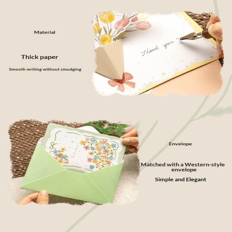 3D Style Creative Minimalist Greeting Card Original Flower Blessing Card Birthday Party Invitation Letter Gift