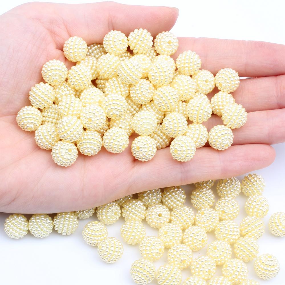Hot Sale 200pcs 15mm Multicolor Bayberry Perforation Pearl Beads Hole Resin DIY Jewelry Decorations for Dress Making