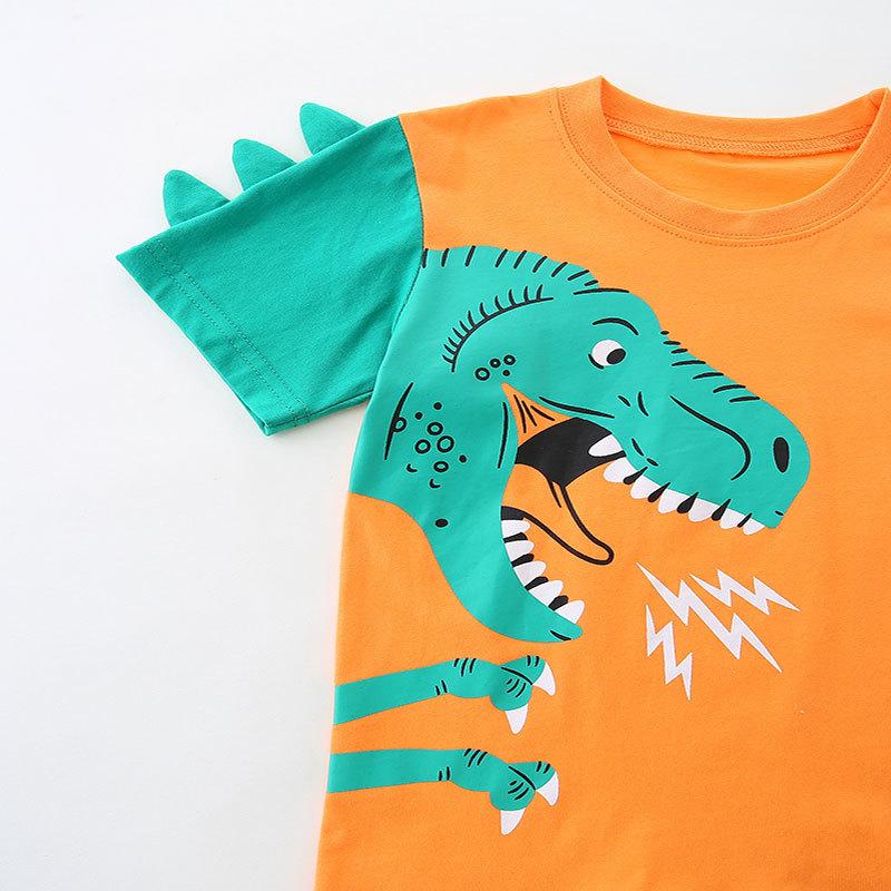 Summer new boys' suit children's shorts suit cartoon dinosaur printed children's clothing 2-piece set