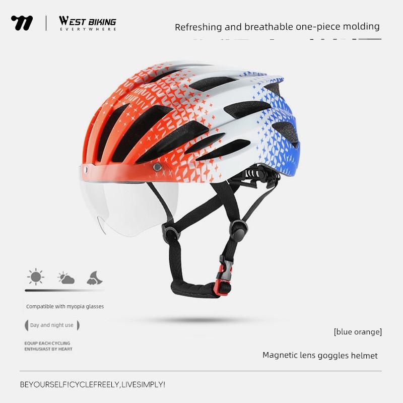 Bicycle Helmet with Color-Changing Goggles, Unisex One-Piece Mountain and Road Bike Safety Helmet Accessories