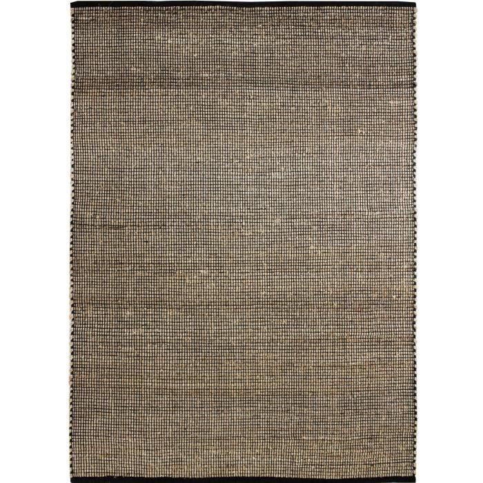 Woven Jute and Black and Natural Cotton Rug 120x170