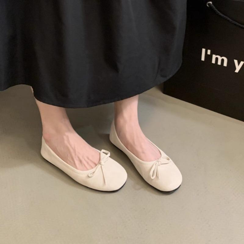 Fashion Women's Flat Shoes Autumn New Round Head Shallow Mouth Butterfly Knot Light Soft Sole Single Shoes Zapatos Mujer
