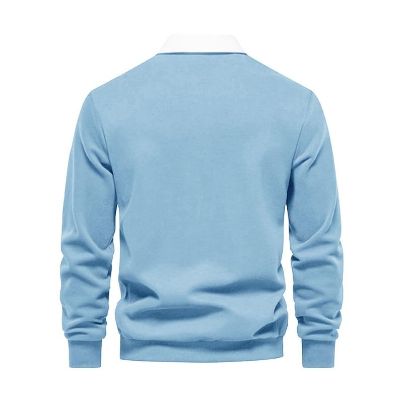 New Autumn Long-sleeved Polo Collar Sweatshirt Long-sleeved Trendy Versatile Casual Men's Clothing