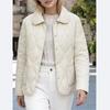 Spring/Autumn Women's Outerwear, Doll Collar Rhombus Quilted Padded Coat, High-Quality Women's Clothing, Popular Top